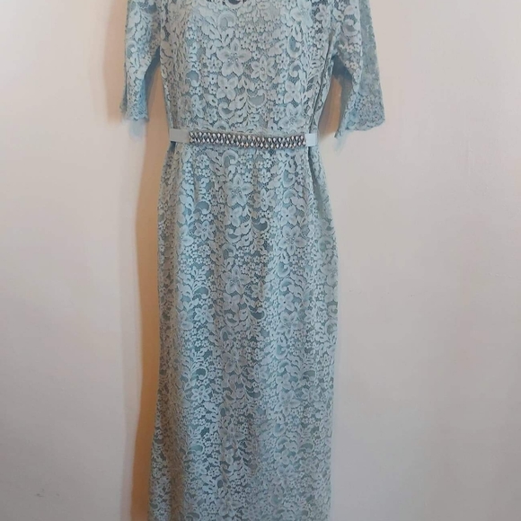 Rickie Freeman Lace Baby blue wedding dres… - Picture 5 of 6